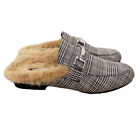 Steve Madden Khloe Plaid Mules With Fur Size 6