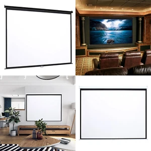 60/72/84/100-Inch Manual Pull Down Projector Screen 4:3 Matt White Surface Movie - Picture 1 of 12