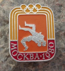 1980 Official Moscow Olympic Games Greco Roman Wrestling Sports Event Pin Badge - Bild 1 von 2