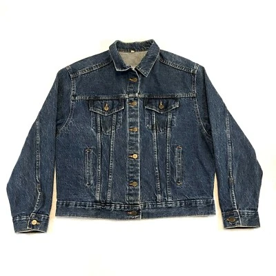 Chaqueta Vintage Chic Azul Denim 100% Algodón Hecha en EE. UU. Para Mujer Talla L Foto 1 de 4