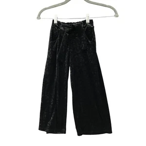 Zara Girls Size 6 Black Velvet Jacquard Wide Leg Pants Tie Waist Dress Pant - Picture 1 of 4