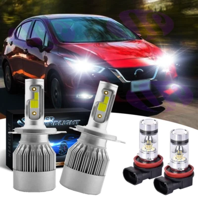 Combo Kit de faros LED H4 H11 bombillas de haz bajo alto para Nissan Versa 2007-2018 Foto 1 de 4