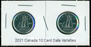 2021 Canada 10 Cent Queen Elizabeth, Date Varieties; Single and Double Dates,Unc - Picture 1 of 4