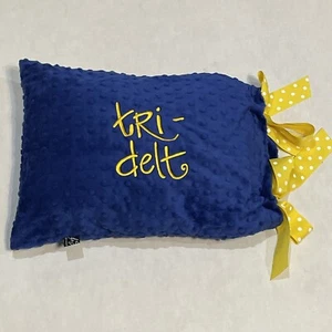Tri Delta Delta Delta Sorority Blue Gold Embroidered Throw Pillow - Picture 1 of 2