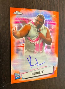 WWE CHROME (2021 Topps) -- Keith Lee SIGNED Orange Refractor Card -- #18/25 - Picture 1 of 2