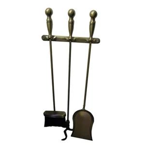 Wandgarnitur kago 70114 vermessingt Kaminbesteck wandhängend Ofenbesteck Set - Bild 1 von 11