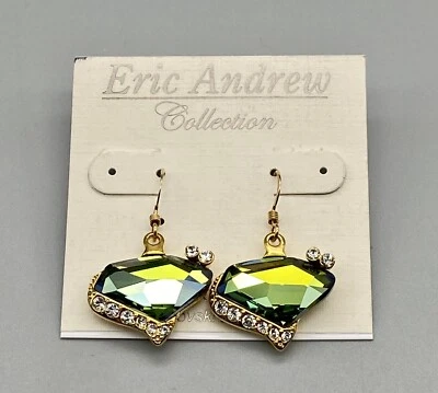 Brincos pendurados em gota Eric Andrews folheados a ouro 14K cristalizados elementos Swarovski - Imagem 1 de 4