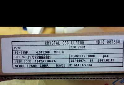 1 FACTORY 1,000 PC TAPE AND REEL SG-615P 4.915200 MHZ C - Image 1 of 3