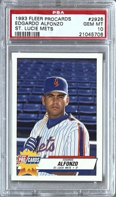1993 FLEER PROCARDS #2926 ROOKIE EDGARDO ALFONZO PSA 10 GEM MT ST. LUCIE METS - Image 1 of 2