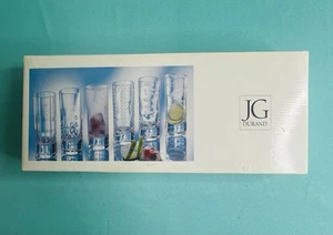 Set of 6 Crystal JG Durand Etched Frosted Shot Glasses New In Box Vodka Tailles - Picture 1 of 8