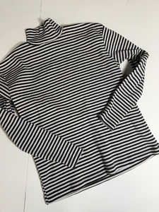 Fitigues Top großer Rollkragen Streifen weiß grau schwarz Sweatshirt Strick - Bild 1 von 6