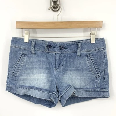 American Eagle Women Size 2 Shorts Vintage Y2K Micro Mini Light Wash Jean Low - Image 1 of 4