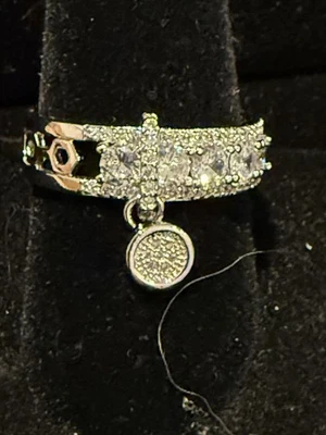 GORGEOUS CRYSTAL RING WITH DANGLING PIECE AND HUGE SIZE 12 925 - Image 1 of 4