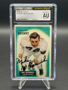 1955 Bowman Mike McCormack firmato Rookie #2 🏈 HOF 🔥 CGC x JSA 10 autografo - Foto 1 di 4