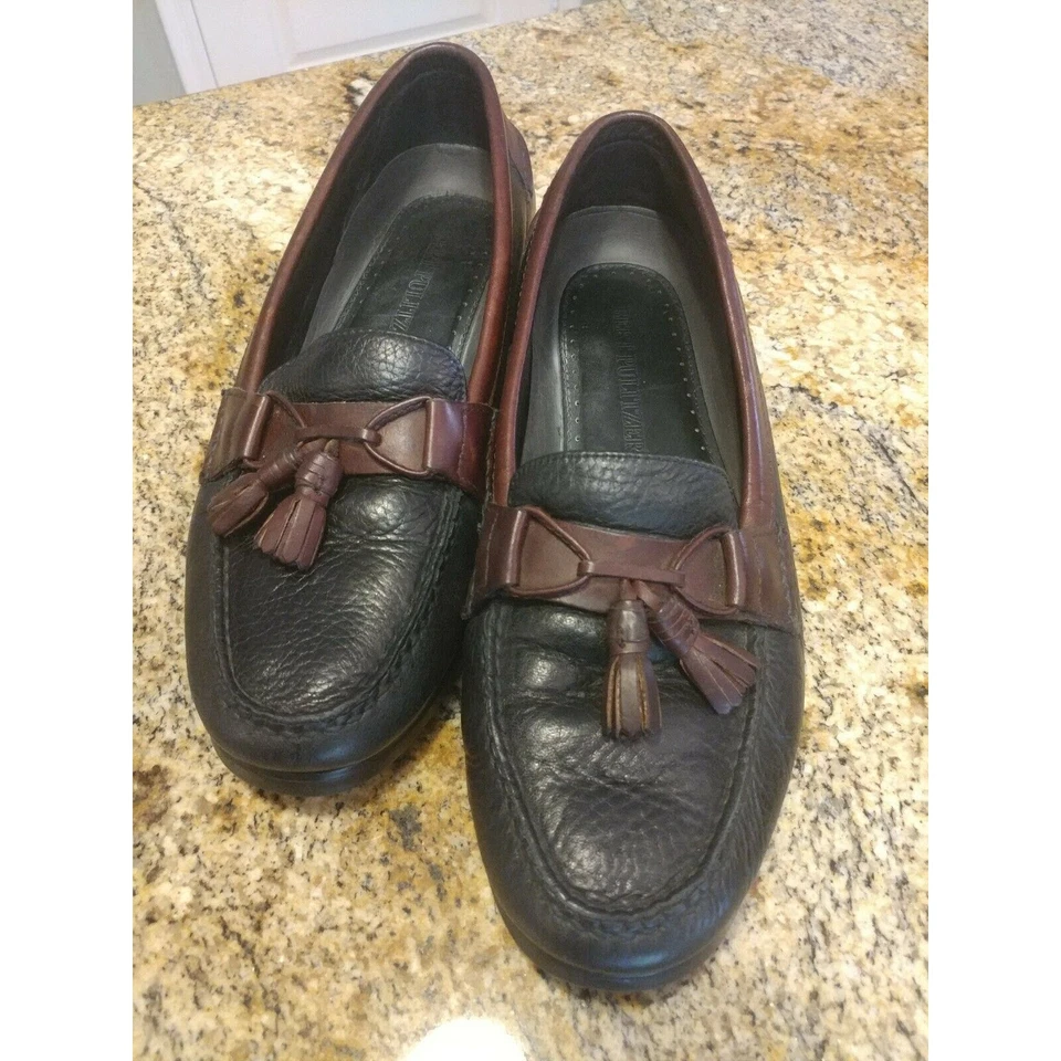 Bert Pulitzer Mocassim Borla Masculino 9.5 Cordovan/Preto Vestido Keltie Sapatos Casuais - Imagem 1 de 4