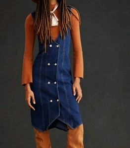 ANTHROPOLOGIE PILCRO Stretch DENIM *On Trend 2025*Double Breasted Dress Vest 10 - Picture 1 of 10
