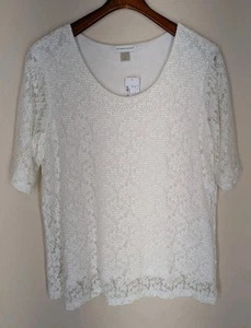 Christopher & Banks Weiß Spitze Gefüttert Halbarm Top Gr. XL Neu Mit Etikett - Bild 1 von 8