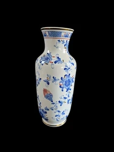 Jarrón de porcelana Volkstedt más antiguo - 26 cm - estampado floral - cobalto real - Imagen 1 de 5