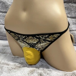 26-39 M Yellow Snakeskin String Bikini Trans Women Men Sexy Pouch Panties Sissy - Picture 1 of 5