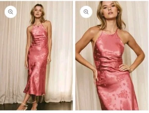 Dress Forum LA NWT Floral Whispers Open Back Midi Satin Cami Slip Dress S - Picture 1 of 14