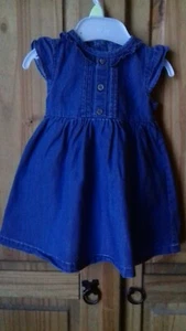 Baby Girls Blue Denim Summer Dress - Age 3-6 Months - Picture 1 of 5