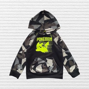 New Jumping Beans Boys Pokemon Pikachu Active Hoodie Black Camo Colorblock Sz 6 - Picture 1 of 11