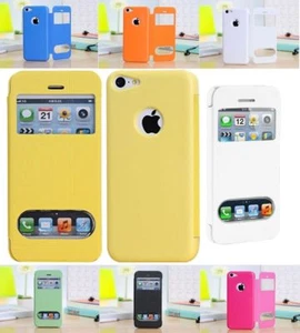 Coque flip cover double fenêtre, étui, housse pour iPhone 5 / 5C / 5S / SE - Foto 1 di 6