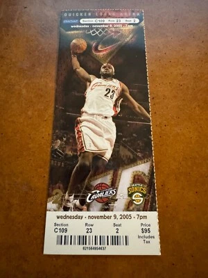 Boleto completo Lebron James 2005 Cleveland Cavaliers Seattle Supersonics en la foto Foto 1 de 2