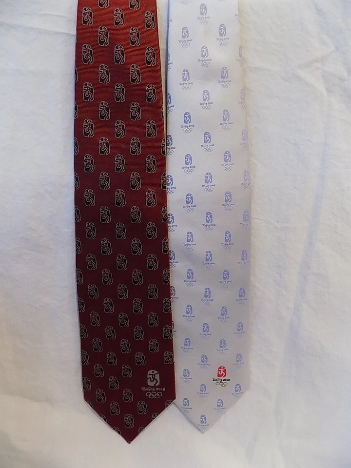 Par de corbatas únicas de los Juegos Olímpicos oficiales de Beijing 2008 en perfecto estado (235) Foto 1 de 4