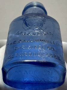 "Botella de vidrio azul cobalto vintage leche de magnesia 5"" botella de medicina excavada vintage" - Imagen 1 de 9