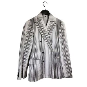 Men's White & Black Striped INC Double Breasted Linen Blend Sport Coat, Size XS - Picture 1 of 4