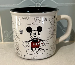 Large Ceramic Sketch Mickey Mouse Coffee Mug Winter - Pottery Barn Disney VGC - Picture 1 of 6