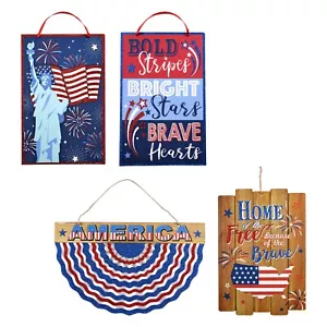 Partriotic Statue of Liberty Stripes & Stars American Banner Home of the Free - Picture 1 of 8