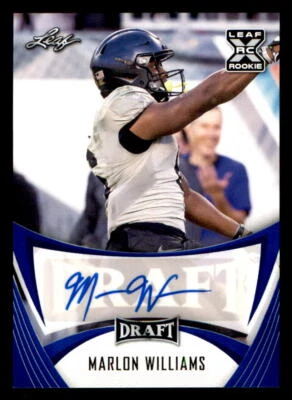 2021 Leaf Draft AUTO Blue #BAMW2 Marlon Williams (ref 225148) - Image 1 of 2