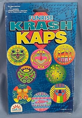 Vintage Funrise Krash Kaps Pogs Collect Trade Play Set of 8 Hang Series 3 A-H - Image 1 of 2