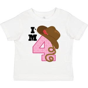 Inktastic 4th Birthday Cowgirl 4 Year Old Toddler T-Shirt Im Cute Childs Clothes - Picture 1 of 12