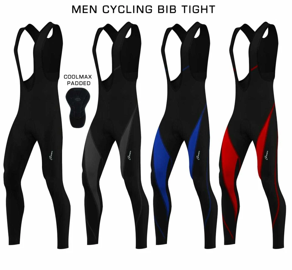 3S Mens Cycling Bib Tights Long Compression Pants Padded MTB Road Bike Lycra New - Image 1 of 1