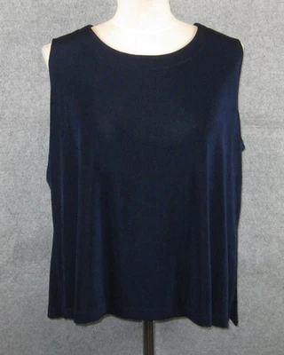 Camiseta sin mangas Citiknits azul marino ajustada tejida talla 1X Foto 1 de 4