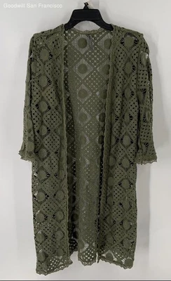 Cárdigan abierto manga 3/4 de algodón verde by Anthropologie suéter para mujer talla grande Foto 1 de 4