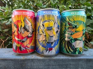 Ocean Bomb Saint Seiya Yogurt Drink 3-Pack Kiwi Pineapple Cranberry Pegasus Shir - Picture 1 of 11