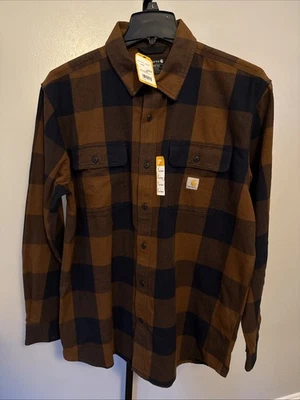 Camisa a Cuadros Carhartt Para Hombres Franela Manga Larga Marrón Azul Calce Suelto Grande Nueva con Etiquetas Foto 1 de 4