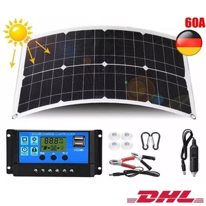 Solarpanel Solarmodul 60A Ladegerät USB Kit Für Wohnwagen Camping Boot 300W 12V - Bild 1 von 18
