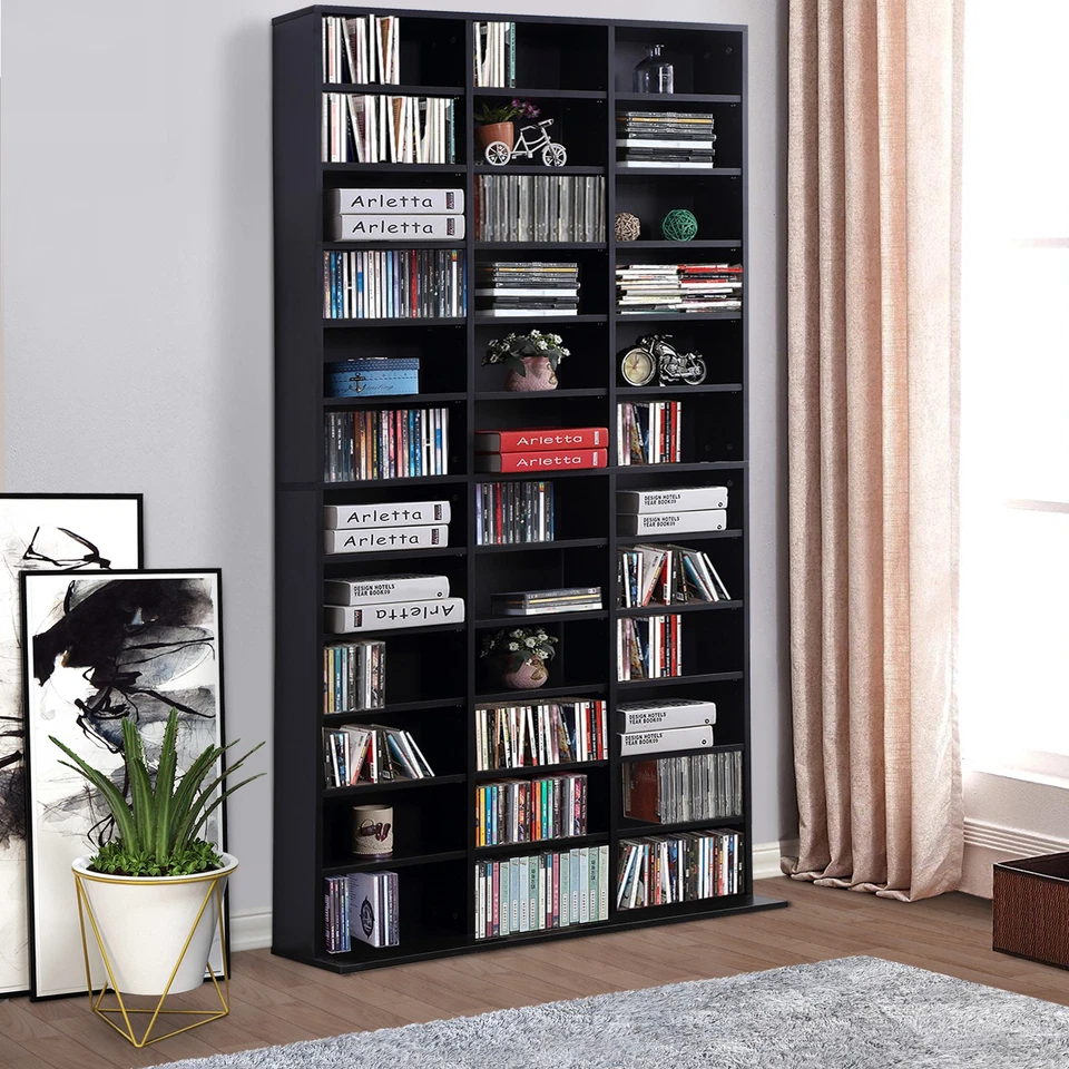 1116CD/528DVD Media Storage Wooden Shelves Bookcase Display Shelving Unit - Image 1 of 1
