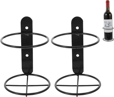 Soporte de exhibición de vino individual de hierro para colgar en la pared de 2 piezas rojo original Foto 1 de 4