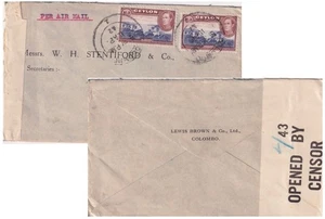 WW2 Colombo CEYLON L/43 Opened By Censor Label on R.2 Airmail to London - Picture 1 of 4