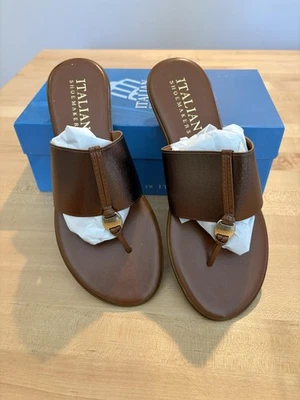 Italian Shoemakers Sandals Womens Size 9.5 Bronze Asher Thong Made Italy New - Image 1 of 4