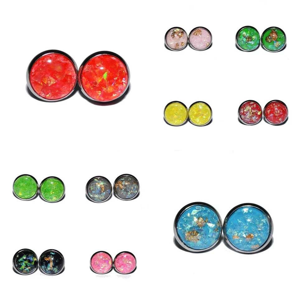 FARBENFROHE OHRSTECKER + AUSWAHL + Ohrringe Edelstahl silber 10mm Cabochon - Bild 1 von 1