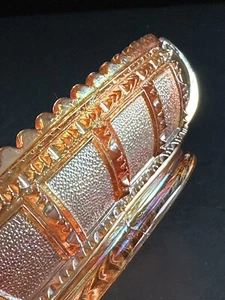 Imperial Carnival Glass Beaded Block Marigold Oval Relish Dish Bowl Tray Nouveau - Picture 1 of 23