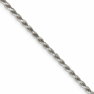 2.25mm Rhodium Plated Sterling Silver Diamond Cut Rope Necklace
