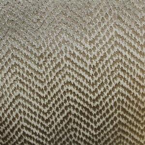 Cream Gold Shimmer Geometric Chevron Upholstery Fabric